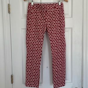 AnnTaylor LOFT Petites Marisa Skinny Pants Size 0 Red Print Ankle Length